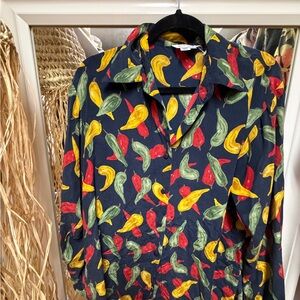 Colorful Pepper Print Unisex silk Shirt